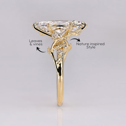 Dutch Marquise Moissanite Engagement Ring Floral Set Vintage Inspired Wedding Ring