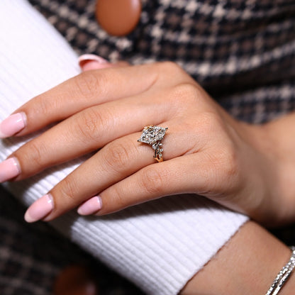 Dutch Marquise Moissanite Engagement Ring Floral Set Vintage Inspired Wedding Ring