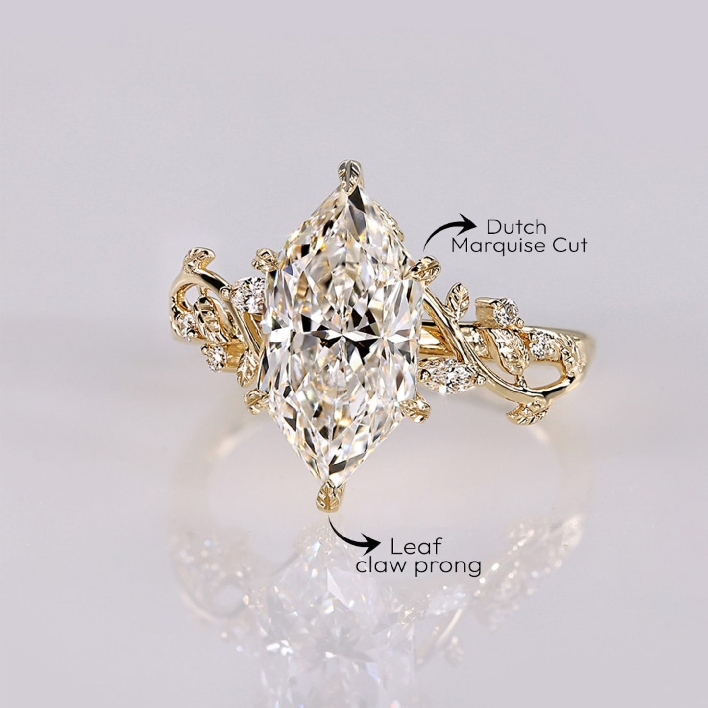 dutch marquise moissanite engagement ring floral set vintage inspired wedding ring