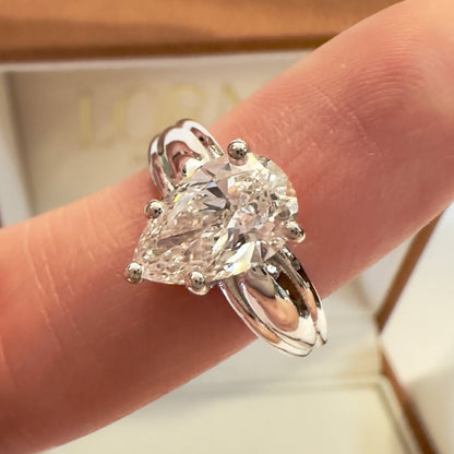 Pear Cut Moissanite Engagement Ring White Gold Solitaire Wedding Ring