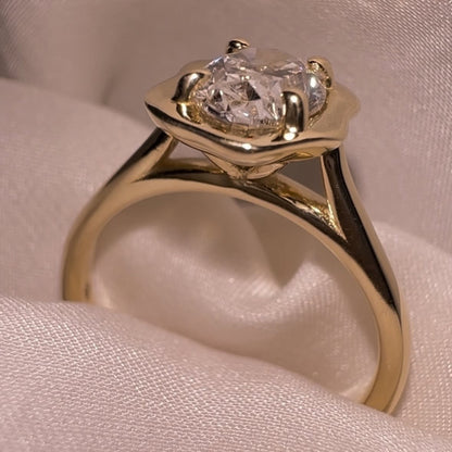 Oval Cut Bezel Set Lab Grown Engagement Ring Solitaire Unique Wedding Ring Total  Diamond