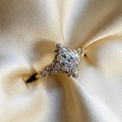 Marquise Moissanite Engagement Ring Vintage Inspired Wedding Ring