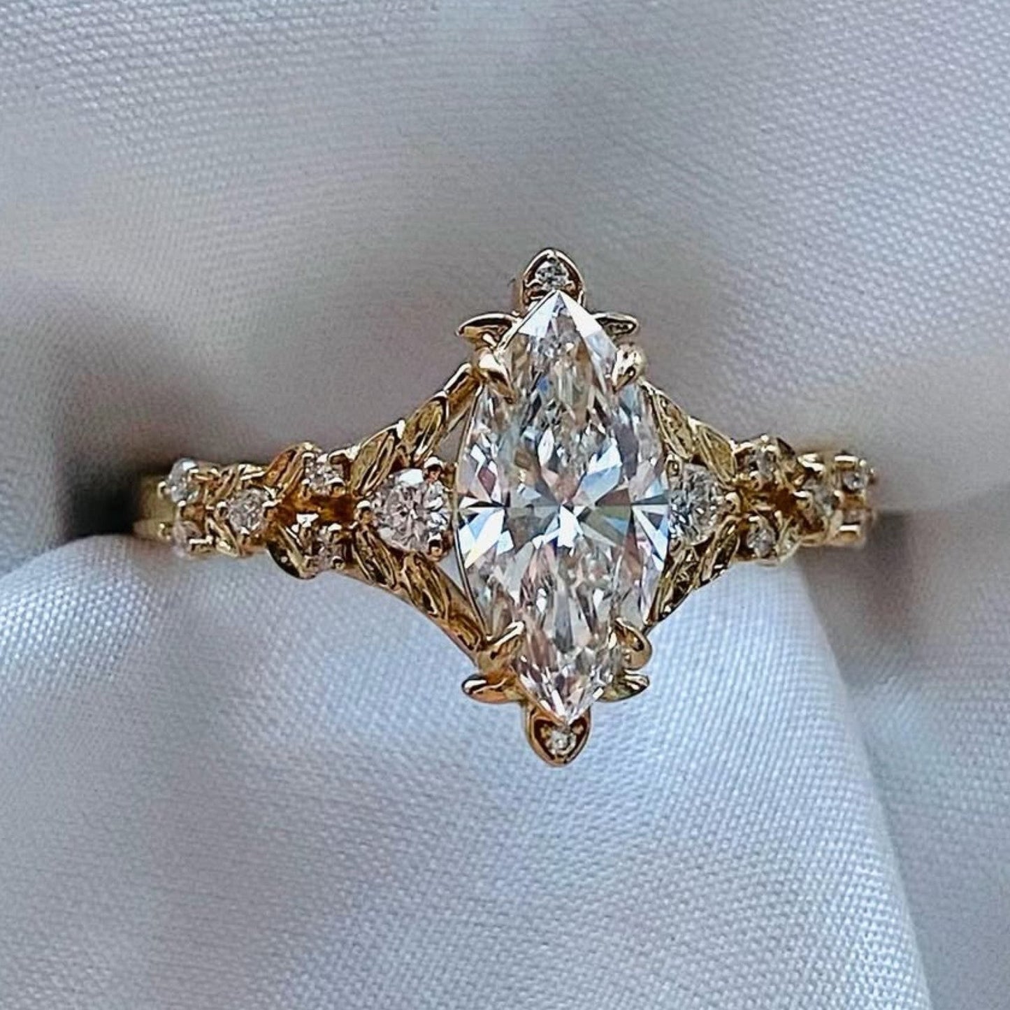 marquise moissanite engagement ring vintage inspired wedding ring