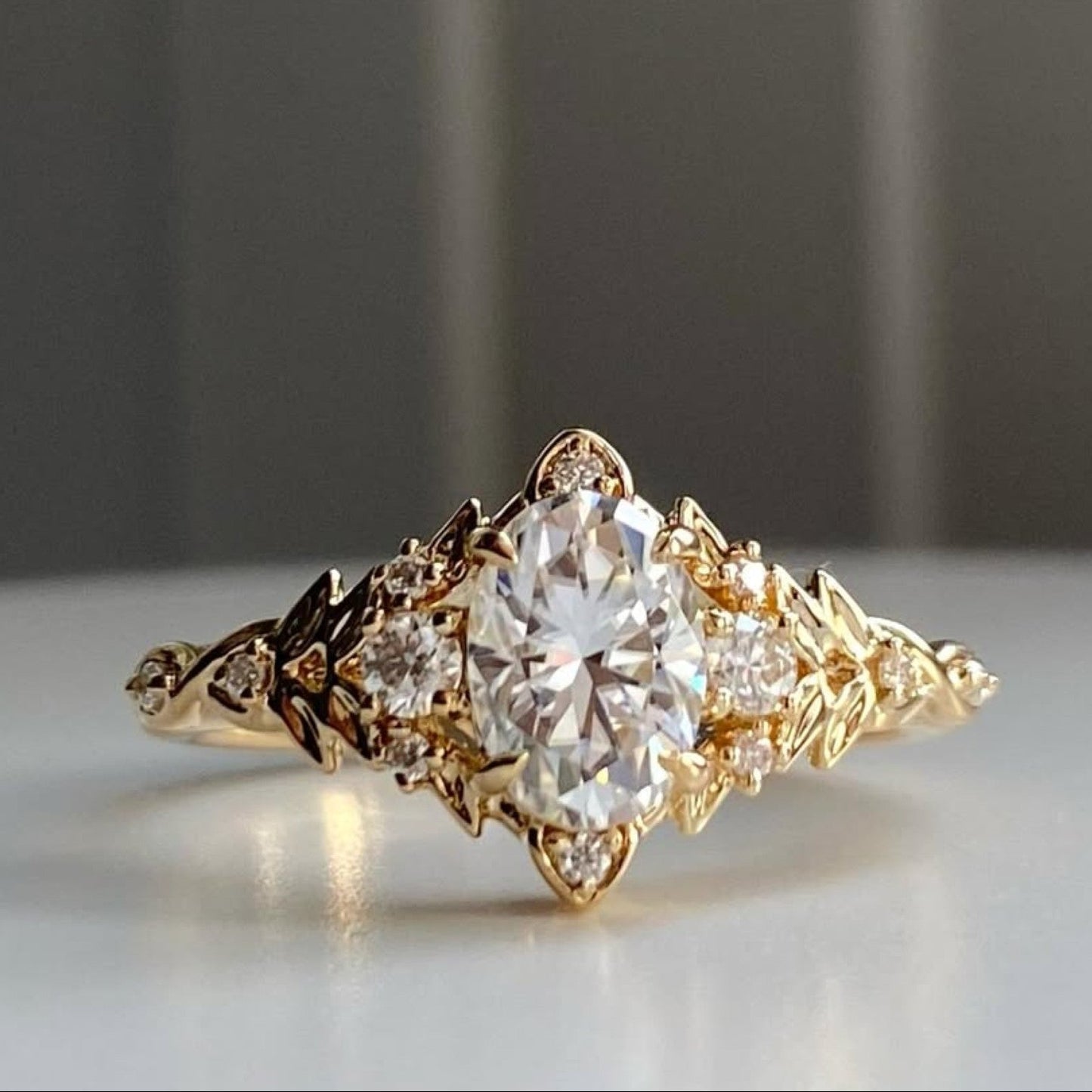 oval cut lab grown engagement ring vintage inspired wedding ring