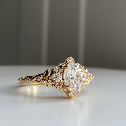 Oval Cut Lab Grown Engagement Ring Vintage Inspired Wedding Ring