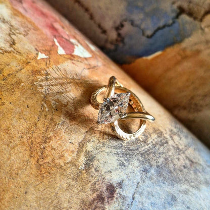 Marquise Moissanite Engagement Ring Set Gold Wedding Bridal Set