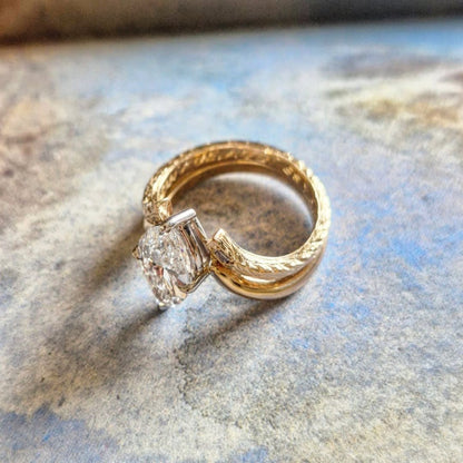 Marquise Moissanite Engagement Ring Set Gold Wedding Bridal Set