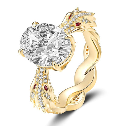 Oval Moissanite Engagement Ring Snake Vintage Inspired Unique Gold Wedding Ring