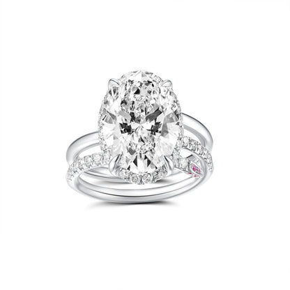 Oval Cut Moissanite Engagement Ring Unique White Gold Wedding Ring