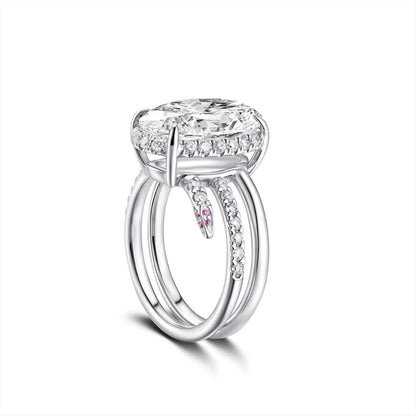 Oval Cut Moissanite Engagement Ring Unique White Gold Wedding Ring