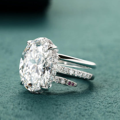 Oval Cut Moissanite Engagement Ring Unique White Gold Wedding Ring