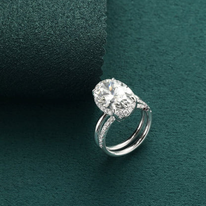 Oval Cut Moissanite Engagement Ring Unique White Gold Wedding Ring