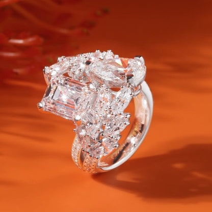 4.00 TCW Pear And Emerald Moissanite Engagement Ring Bridal Unique White Gold Wedding Ring