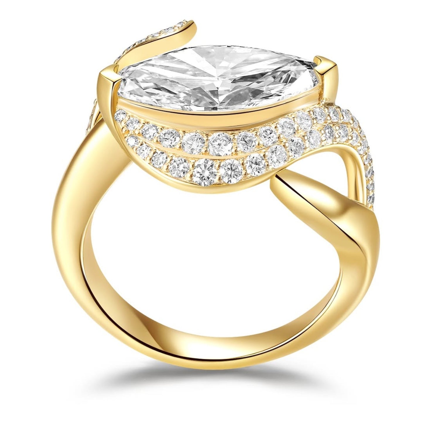 marquise lab grown bridal engagement ring nature inspired gold wedding ring