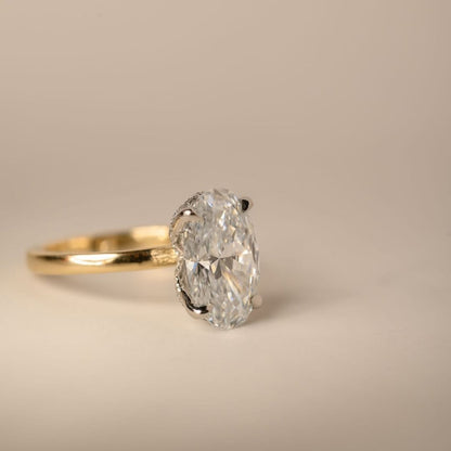 Oval Cut Moissanite Engagement Ring Two Tone Solitaire Gold Wedding Ring