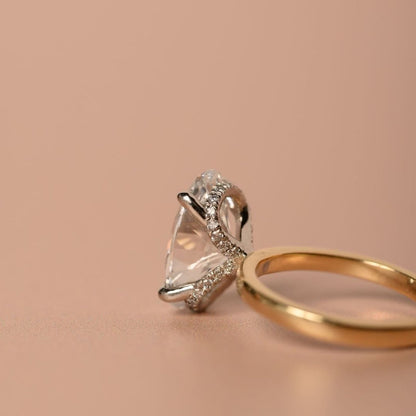 Oval Cut Moissanite Engagement Ring Two Tone Solitaire Gold Wedding Ring