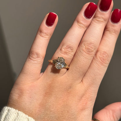 Oval Cut Lab Grown Engagement Ring Solid Gold Solitaire Wedding Ring