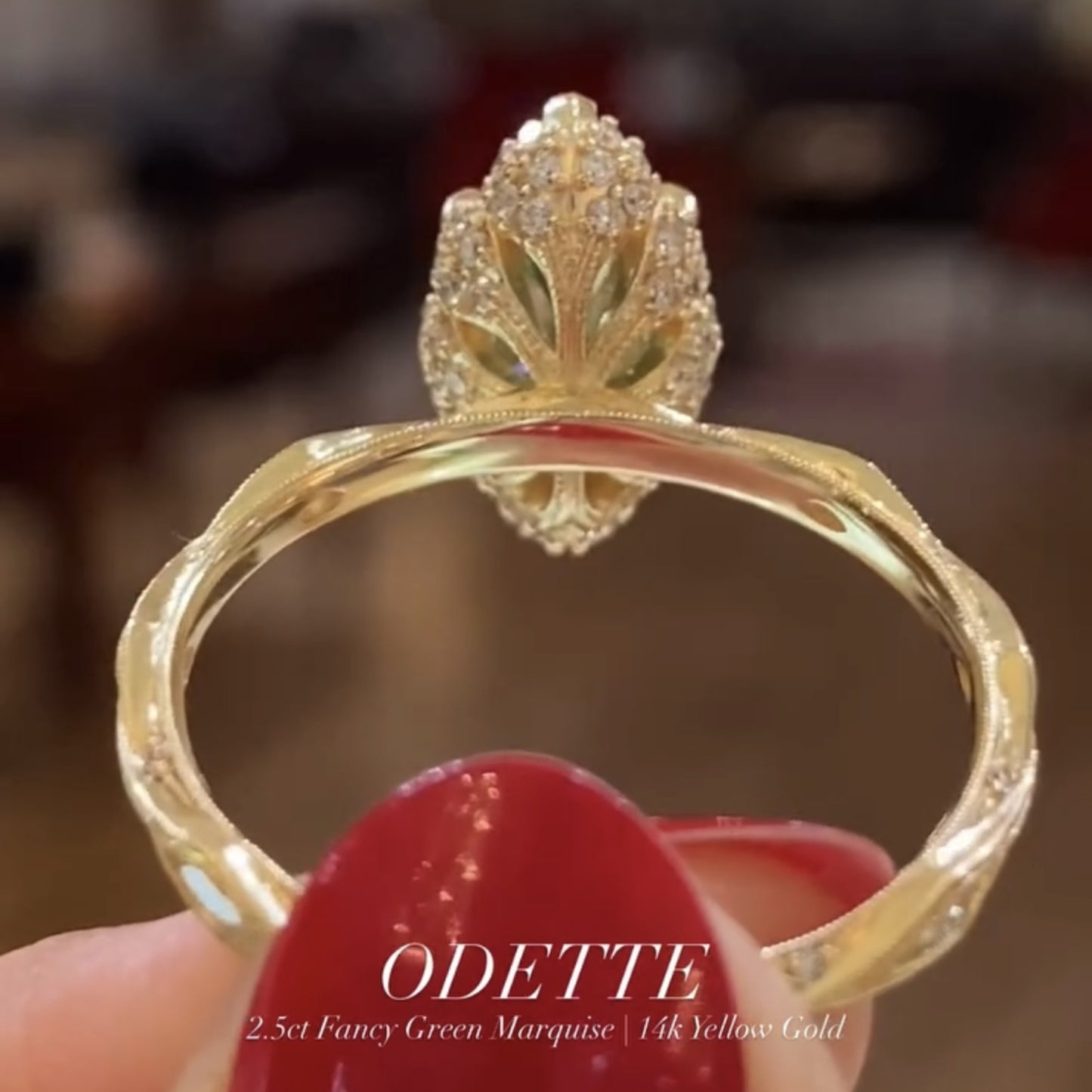 green marquise lab grown engagement ring vintage tulip set wedding ring