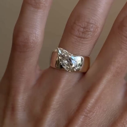 Old Mine Pear Cut Moissanite Engagement Ring East West Gold Wedding Ring