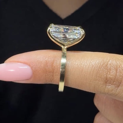 Radiant Cut Moissanite Engagement Ring Gold Solitaire Wedding Ring