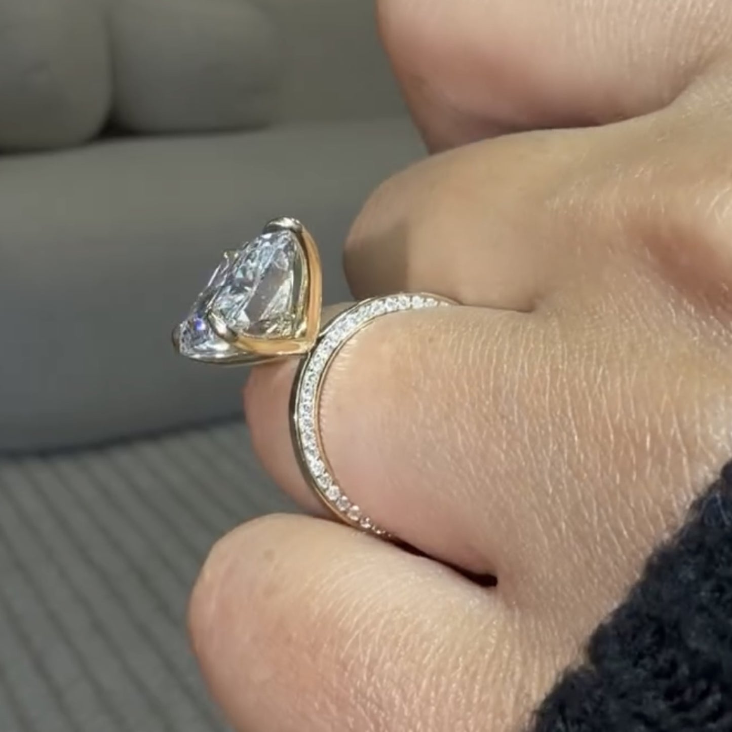 radiant cut moissanite engagement ring gold solitaire wedding ring