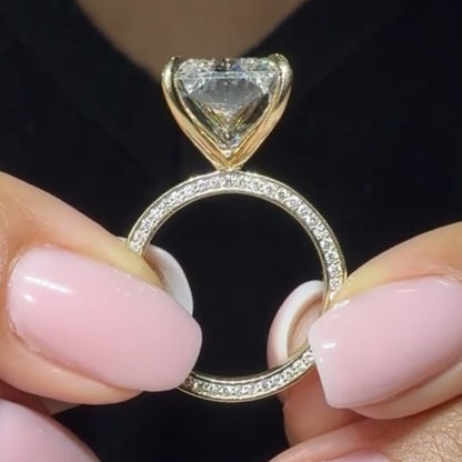 Radiant Cut Moissanite Engagement Ring Gold Solitaire Wedding Ring