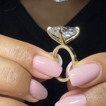 Radiant Cut Moissanite Engagement Ring Gold Solitaire Wedding Ring