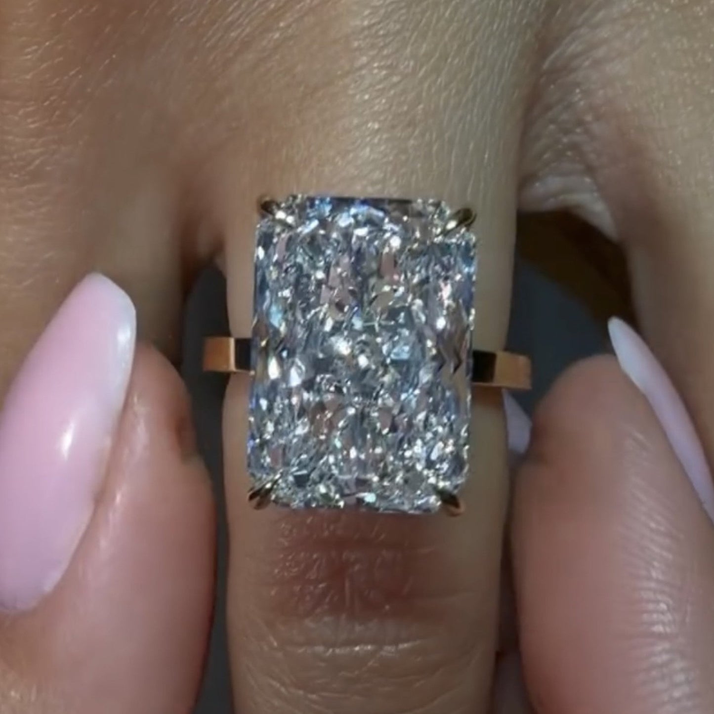 radiant cut moissanite engagement ring gold solitaire wedding ring