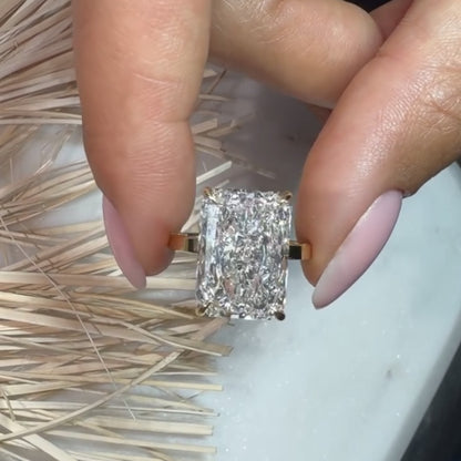 Radiant Cut Moissanite Engagement Ring Gold Solitaire Wedding Ring