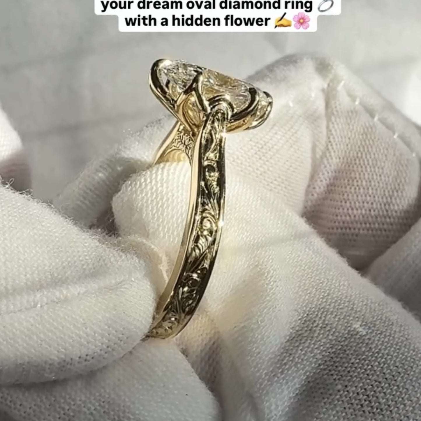 oval cut moissanite engagement ring tulip set gold vintage inspired ring