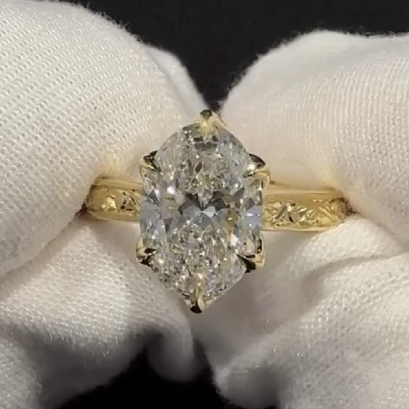 oval cut moissanite engagement ring tulip set gold vintage inspired ring