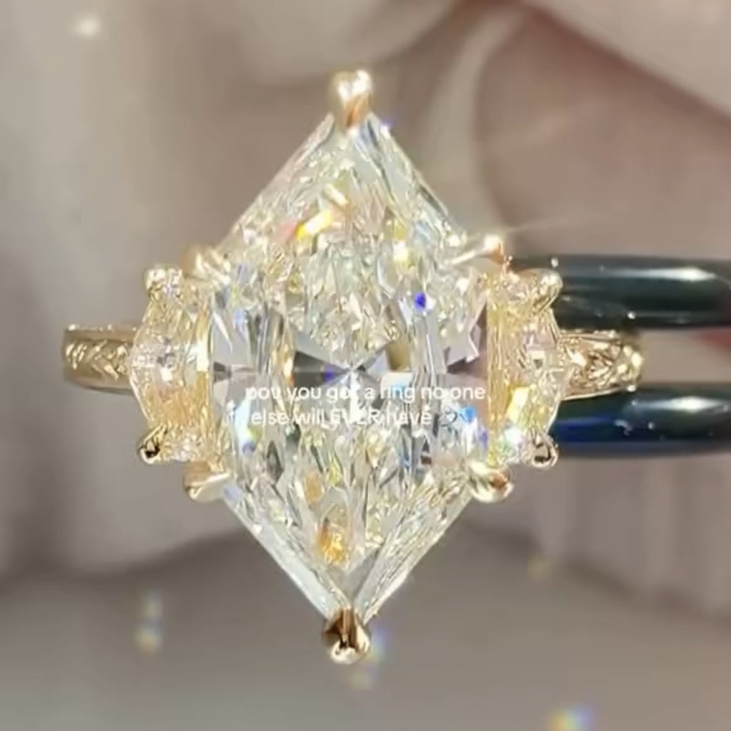 dutch marquise three stone moissanite engagement ring