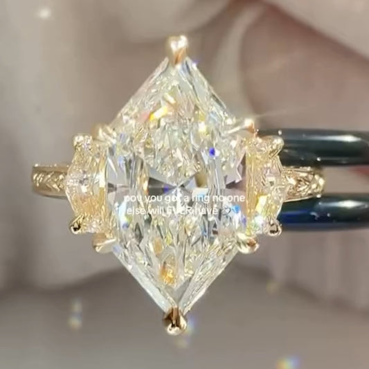Dutch Marquise Three Stone Moissanite Engagement Ring