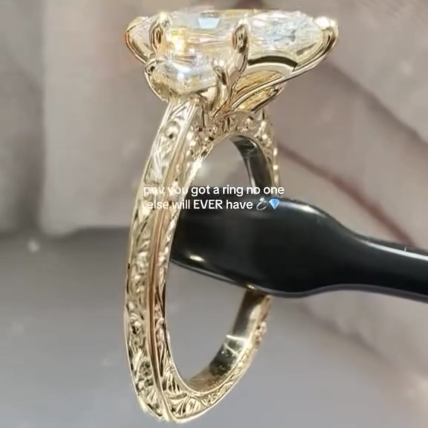 dutch marquise three stone moissanite engagement ring