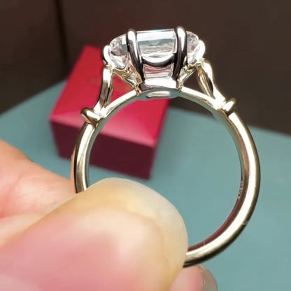 Mine Elongated Cushion Moissanite Engagement Ring East West Gold Wedding Ring