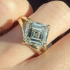 Asscher Cut Moissanite Engagement Ring Split Shank Gold Unique Ring