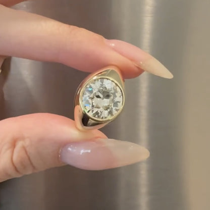 Round Bezel Set Engagement Ring Gold Moissanite Solitaire Wedding Ring