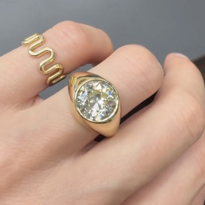 Round Bezel Set Engagement Ring Gold Moissanite Solitaire Wedding Ring