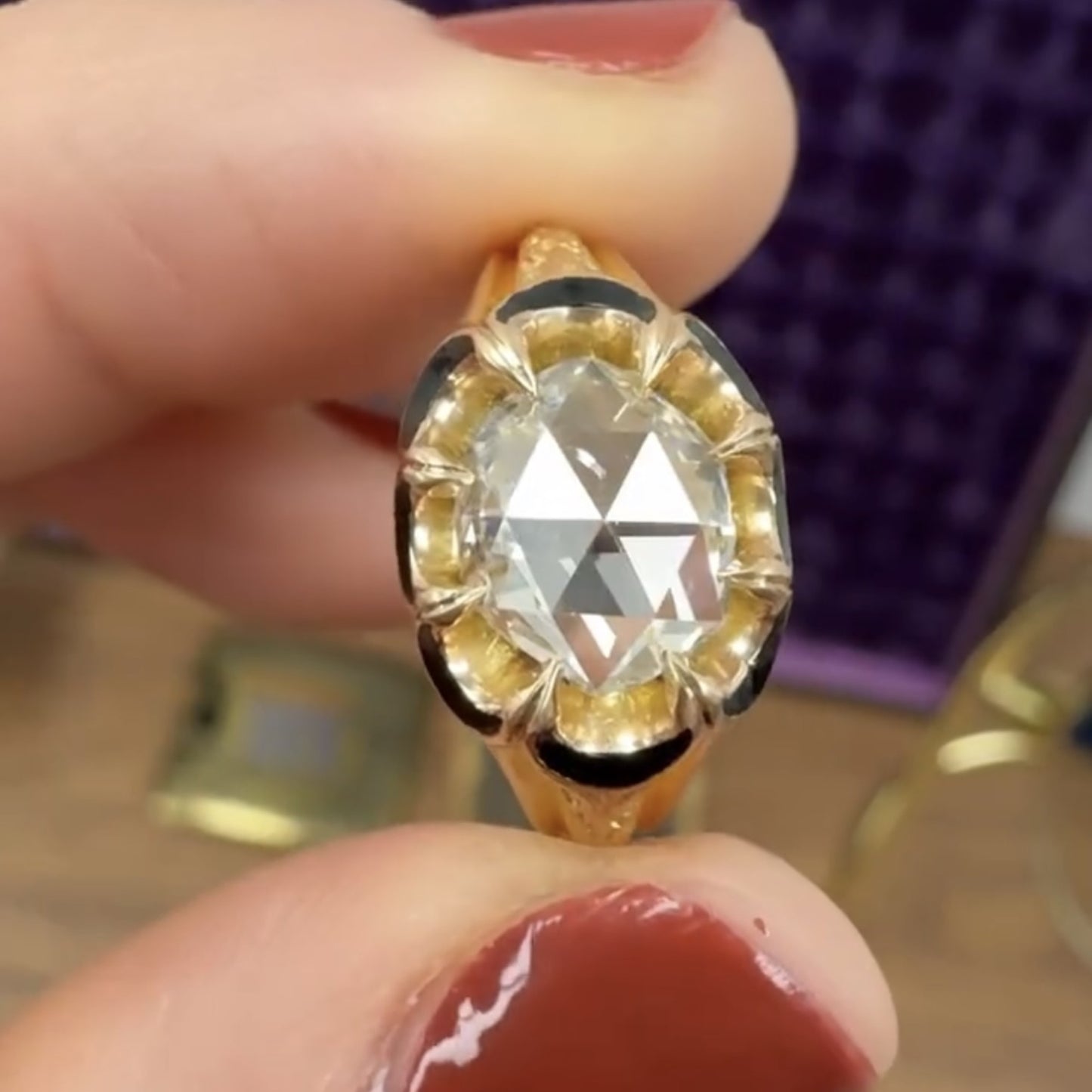 oval rose cut lab grown engagement ring unique eight prong wedding ring