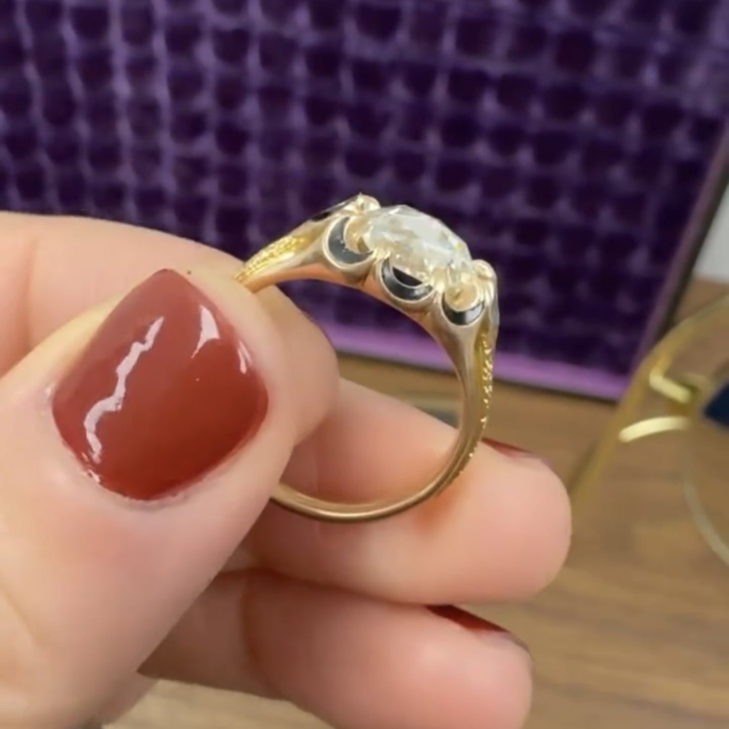 oval rose cut lab grown engagement ring unique eight prong wedding ring