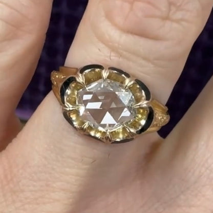 Oval Rose Cut Lab Grown Engagement Ring Unique Eight Prong Wedding Ring