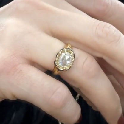 Oval Rose Cut Lab Grown Engagement Ring Unique Eight Prong Wedding Ring