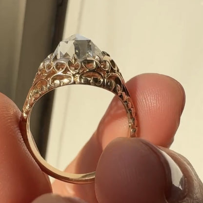 Antique Round Cut Moissanite Engagement Ring Vintage Inspired Wedding Ring