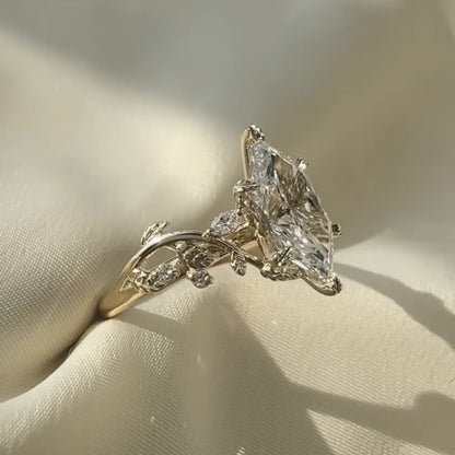 Dutch Marquise Moissanite Engagement Ring Floral Set Vintage Inspired Wedding Ring