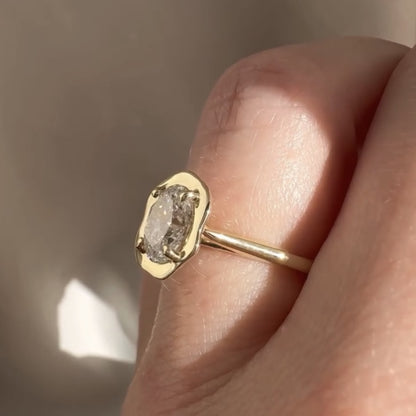 Oval Cut Bezel Set Lab Grown Engagement Ring Solitaire Unique Wedding Ring Total  Diamond