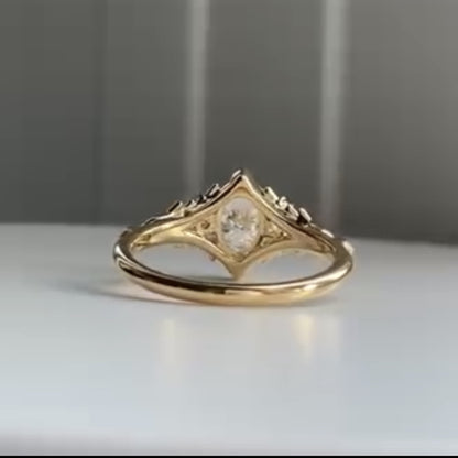 Oval Cut Lab Grown Engagement Ring Vintage Inspired Wedding Ring