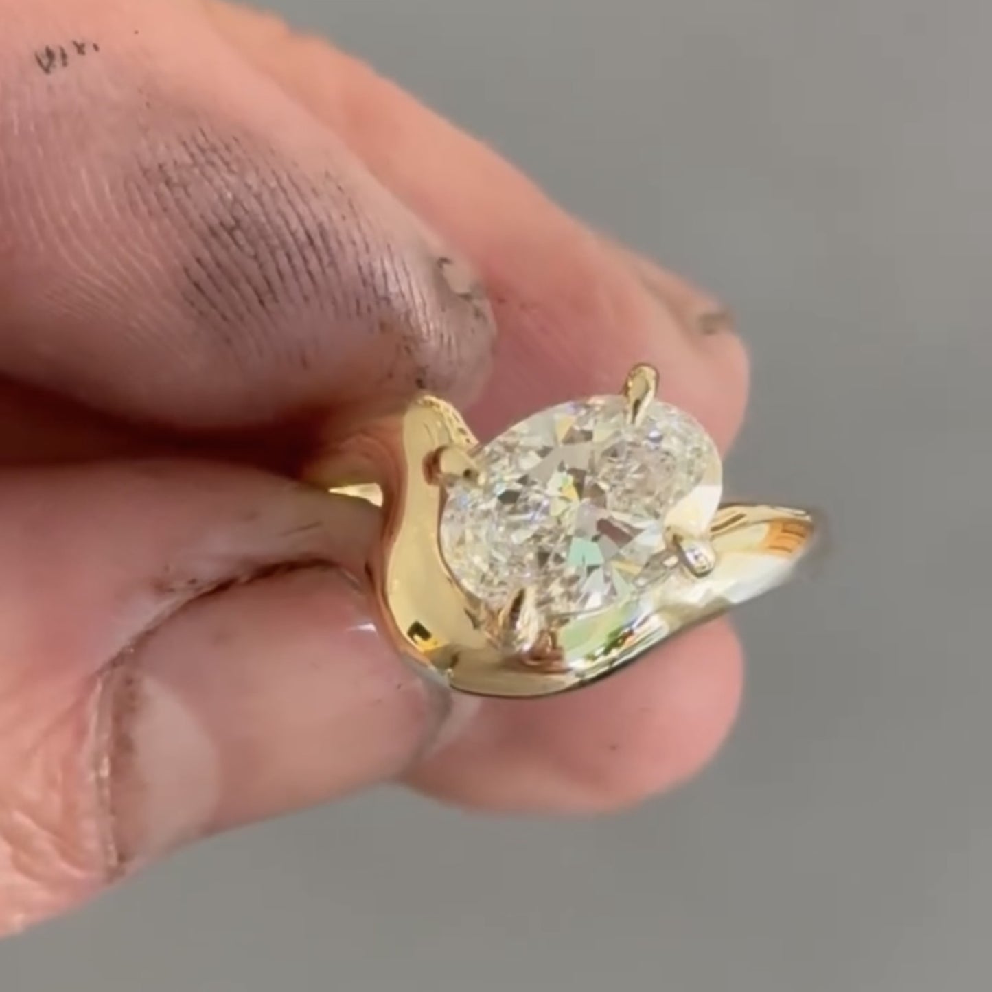 oval curve band moissanite engagement ring east west solitaire gold wedding ring