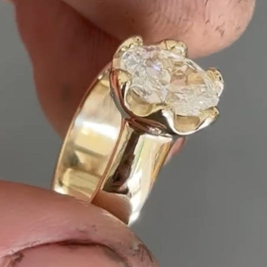 Oval Cut Moissanite Engagement Ring Solitaire Gold Wedding Ring