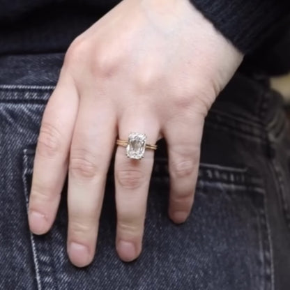 Criss Cut Moissanite Engagement Ring Double Claw Prong Gold Wedding Ring
