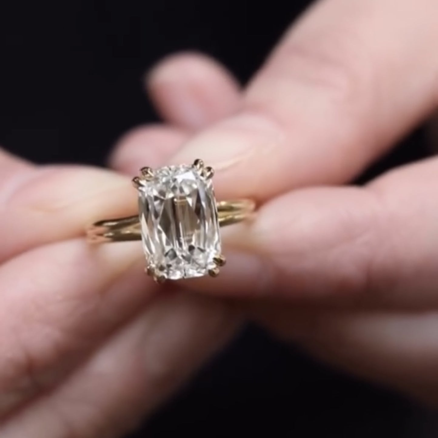 criss cut moissanite engagement ring double claw prong gold wedding ring